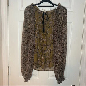 FREE PEOPLE Hendrix Sheer Floral Top Size Small